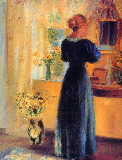Anna Ancher Young Girl in front of Mirror France oil painting art